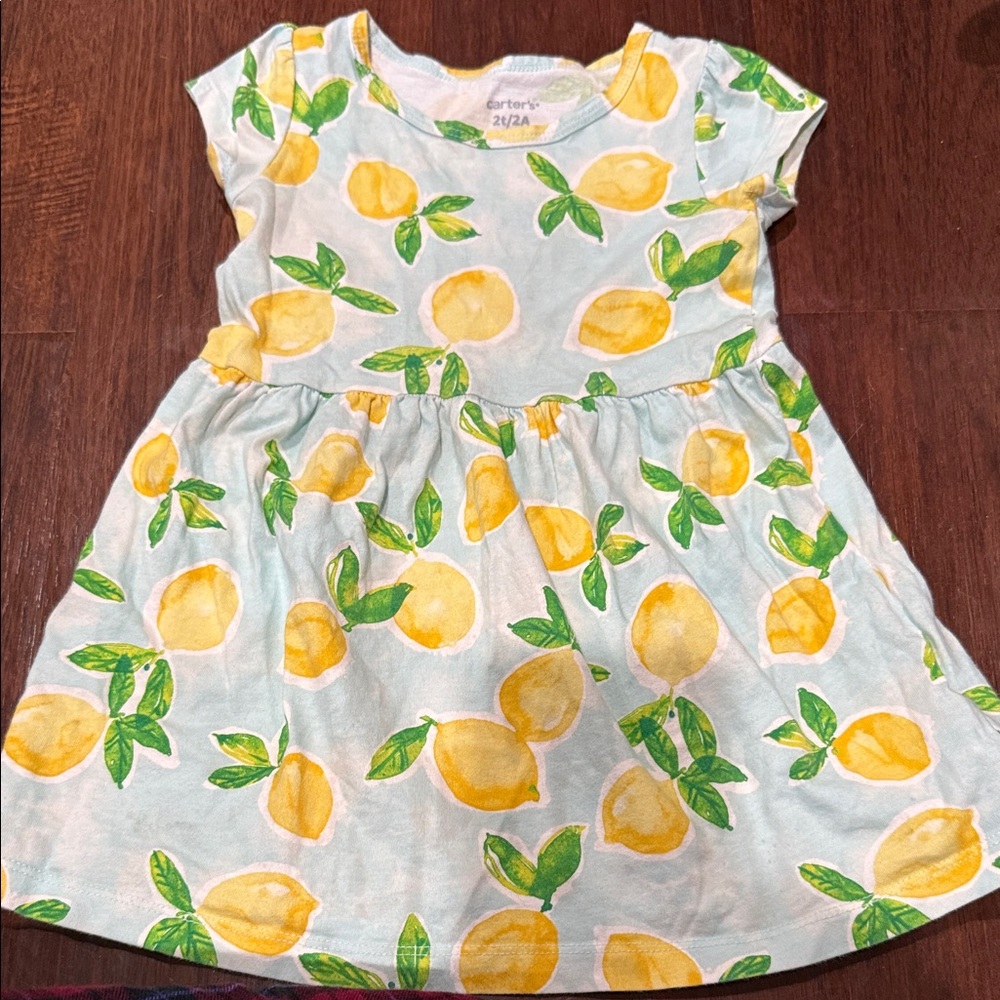 Carter's Lemon Print Casual Dress - Yellow and Green